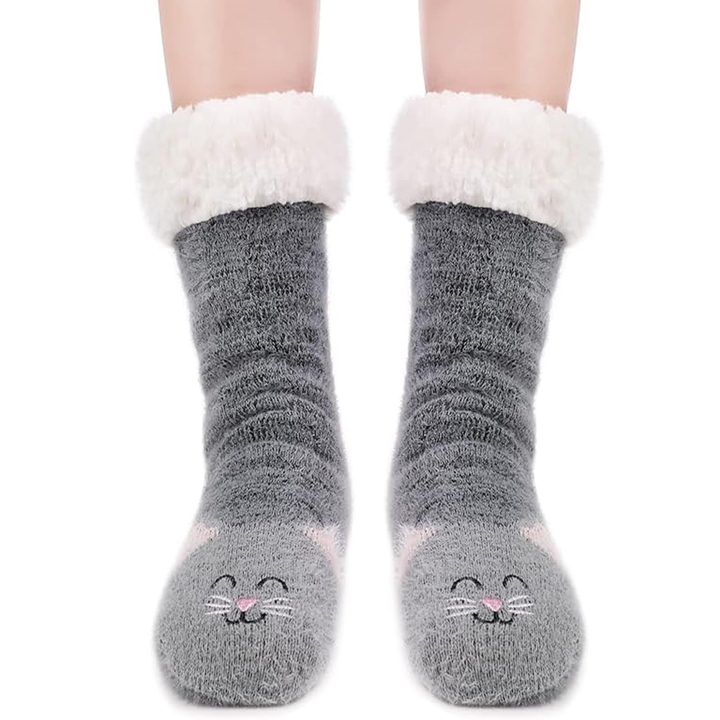 syloripha Fluffy Floor Slipper Socks Bed Socks Grippers for Women Winter Fuzzy Stocking Win