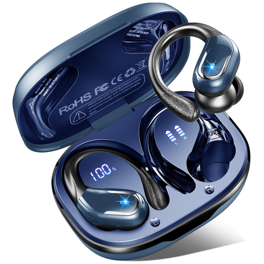 Wireless Earbuds, Sports Bluetooth 5.4 Headphones 75Hrs Stereo Deep Bass Ear Buds, 4 ENC