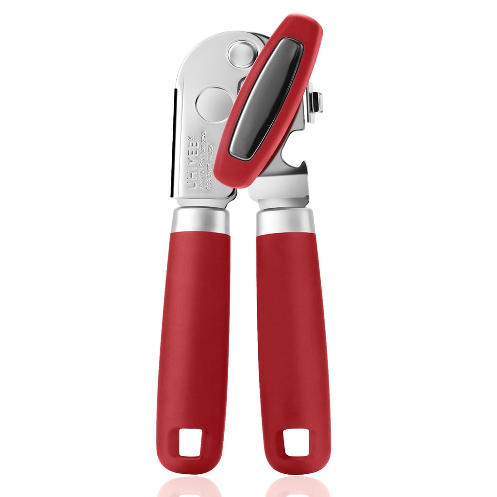 Tin Can Opener Manual, UHIYEE Upgrade Stainless Steel Can Openers That Work with Soft Grips