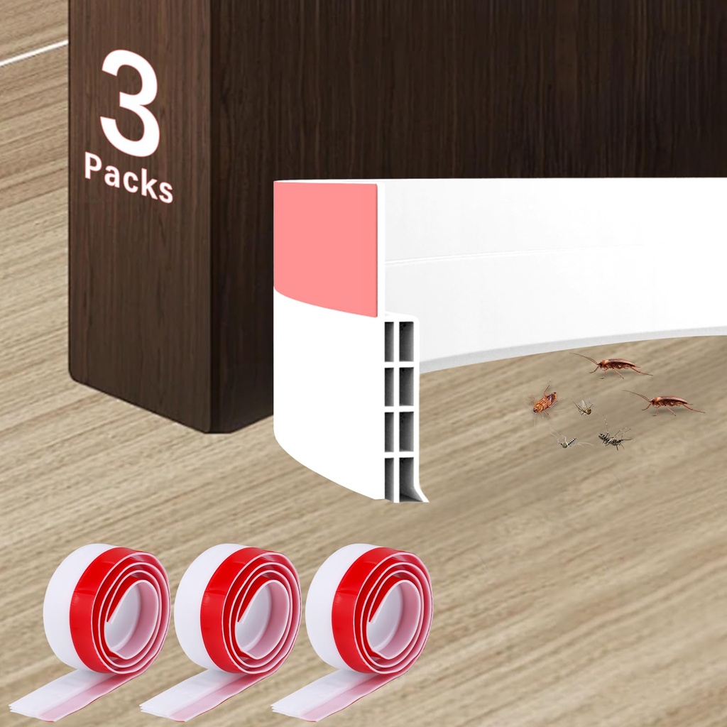 Fentar 3pcs Draft Excluder for Doors, 3-Layer Under Door Draught Excluder Tape, Self Adhesi