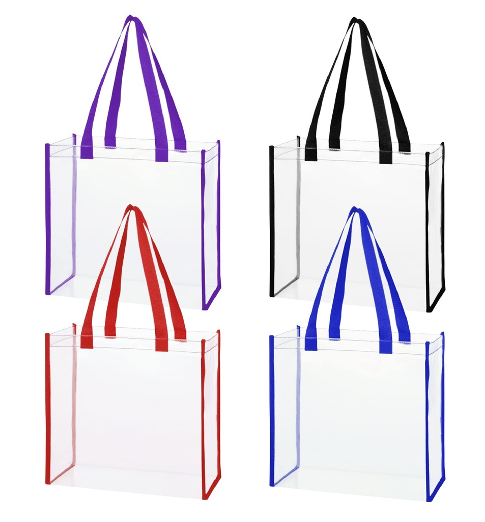 JJQHYC 4 Clear Tote Bag Stadium Approved Transparent Bag Beach Bag Clear Handbags for Work,