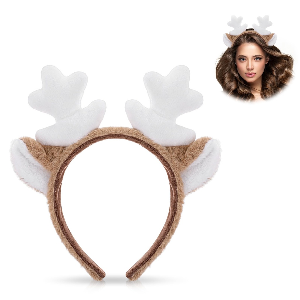 WLLHYF Reindeer Antlers Headband Animal Ears Hairband Fluffy Deer Antler Hair Accessories f