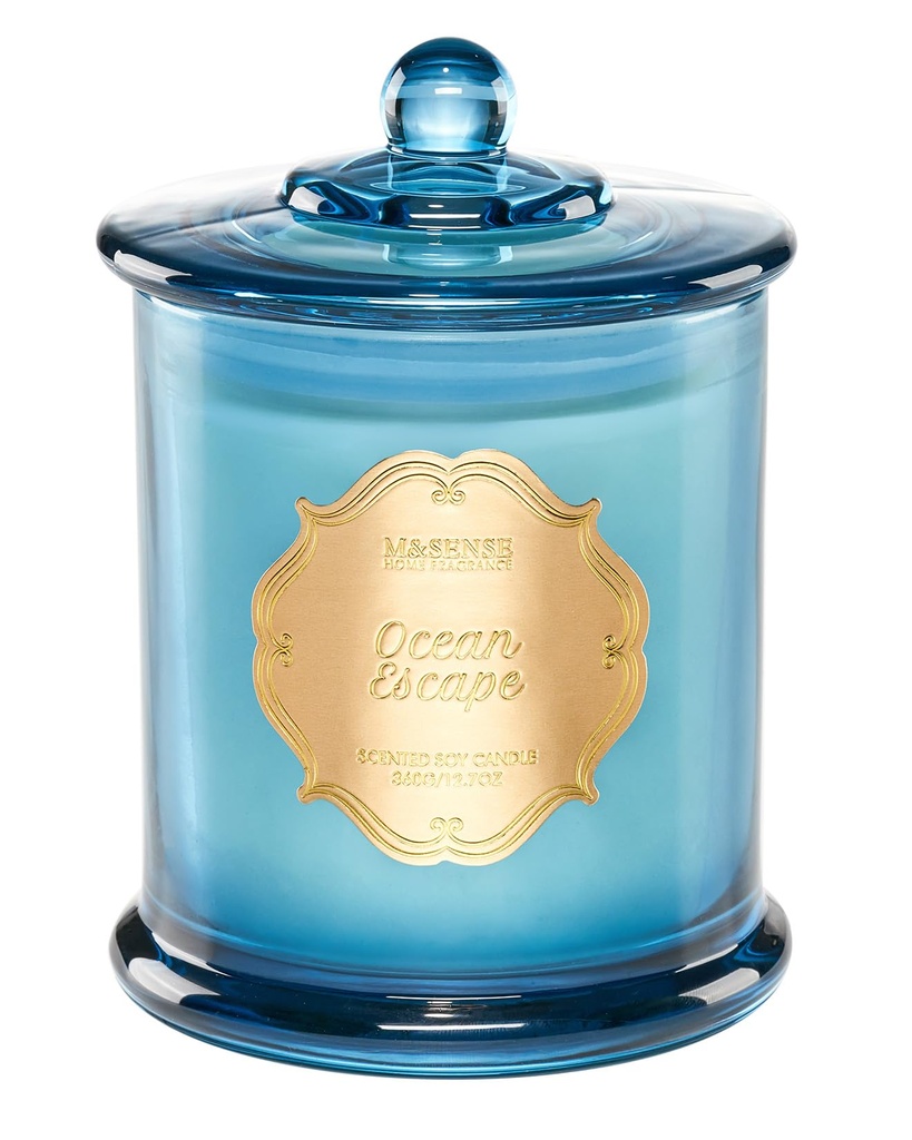 M&SENSE Ocean Escape Large Soy Scented Candles Gifts for Women & Men 2 Wick 360g 75H Organi