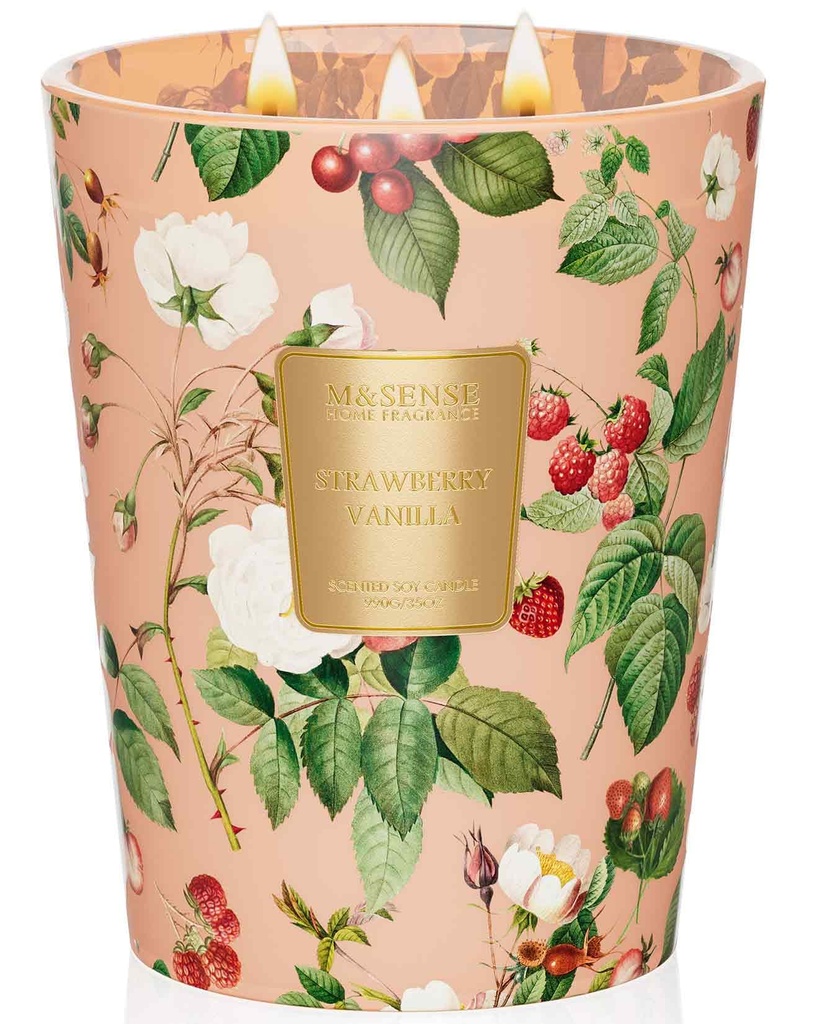 M&SENSE Strawberry Vanilla Extra Large Soy Scented Candle Gifts for Women, 990g 150H Candle