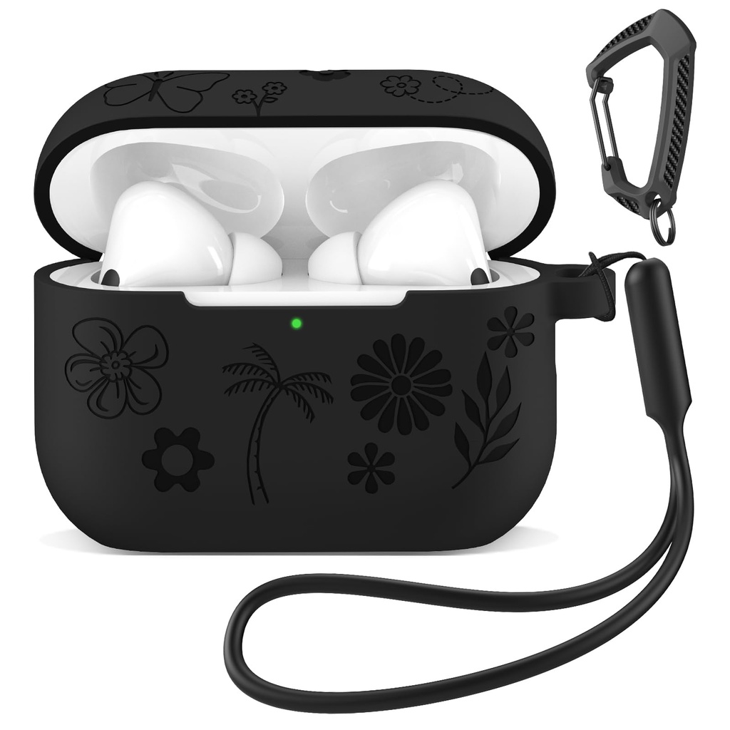 MATEPROX Siliconen hoes, compatibel met AirPods 4, schokbestendige beschermhoes met sleutelh