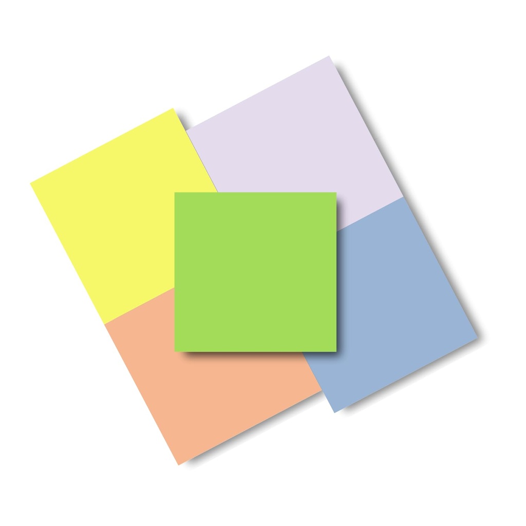 5 Pack Study Notes 76mm x 76mm 500 Total Pages, Self-Adhesive Memo Pads in Assorted colour