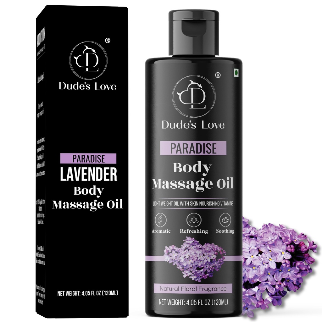 Organic - Lavender Floral Edible Body Massage Oil - Relaxing, Calming & No Stain | Non-Stick