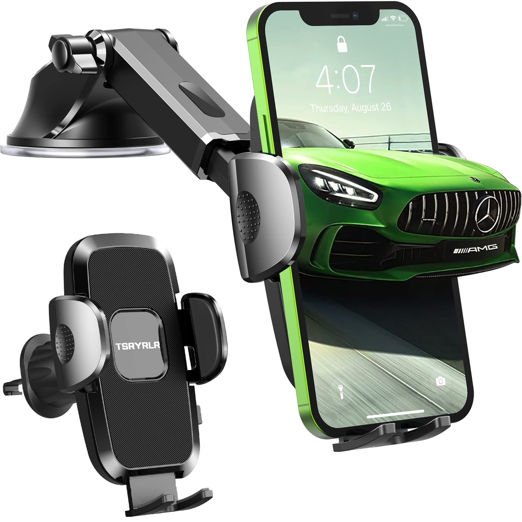 Tsryrlr Car Phone Holder - Dashboard/Windscreen/Air Vent Mount, One Button Release 360?? Ro