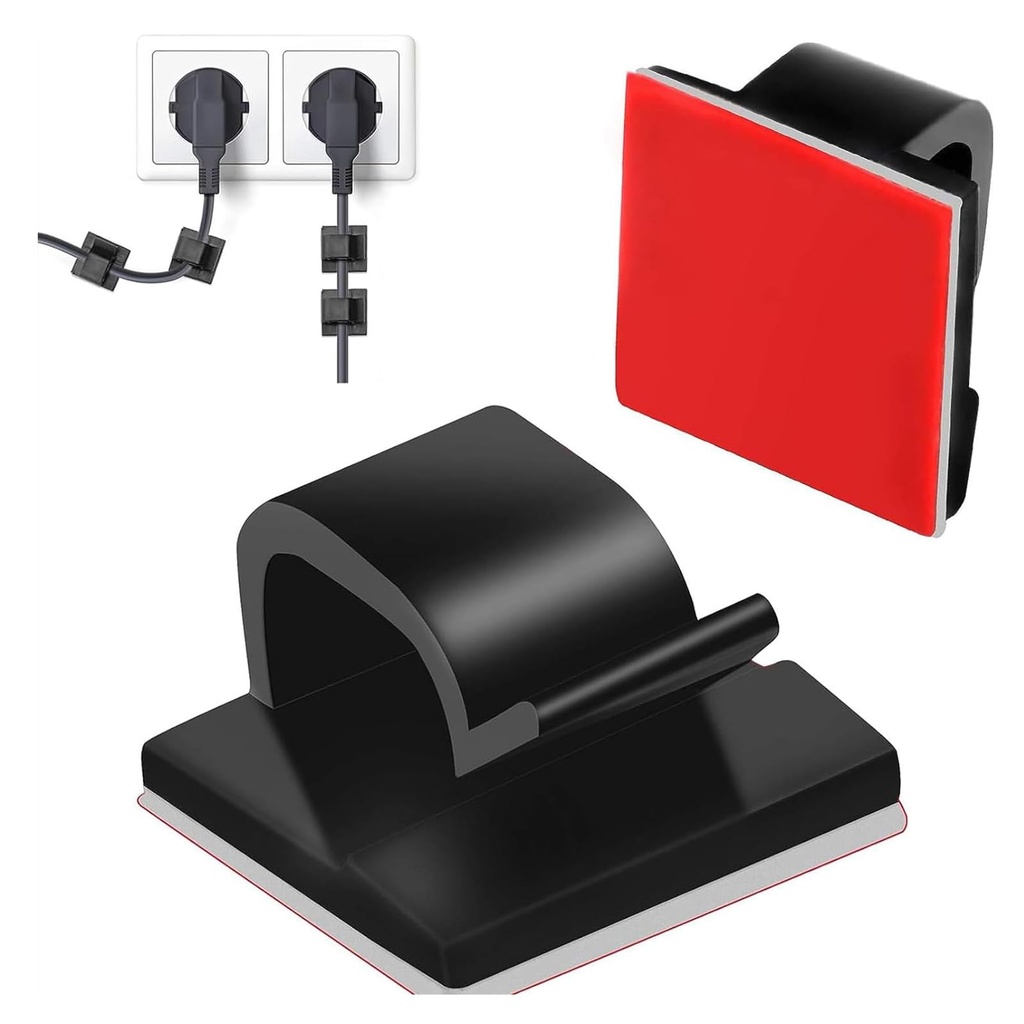 Self Adhesive Cable Clips, 100Pcs Cable Drop Wire Holder, Square Wiring Buckle, Plastic Cor