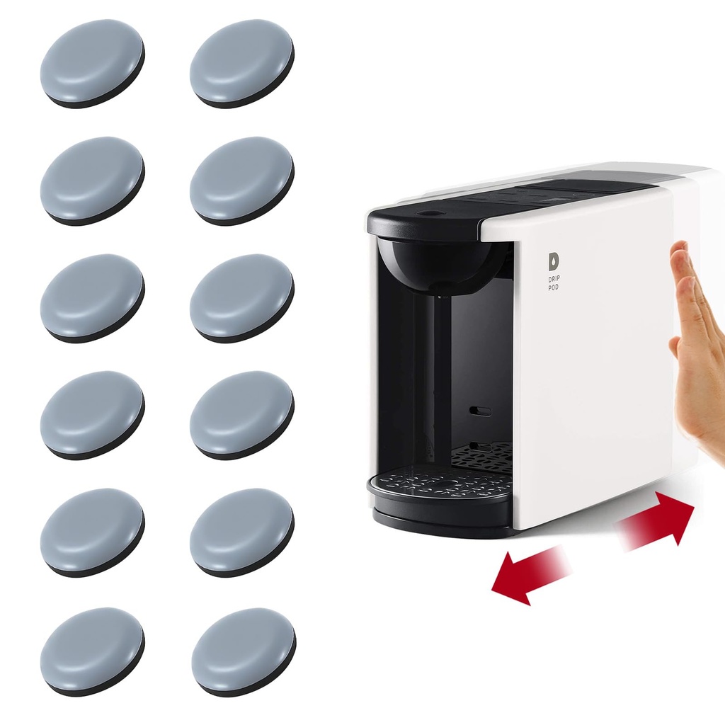 PQPO Appliance Sliders, 12Pcs, Grey, Plastic, Round, Kitchen Appliance Accessories