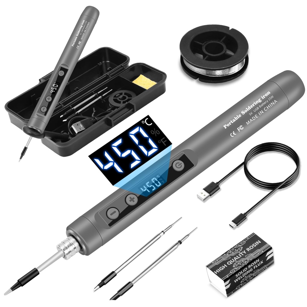 diymore USB-C Cordless Soldering Iron Kit with LCD Display Adjustable Temperature 180Ã”Ã¤Ã¢