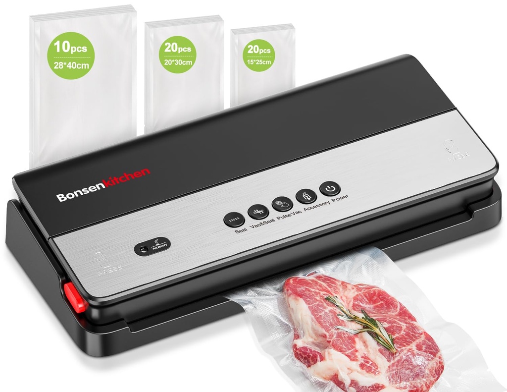 Bonsenkitchen Vacuum Sealer Machine, High-Speed Continuous Working with Globefish Tech