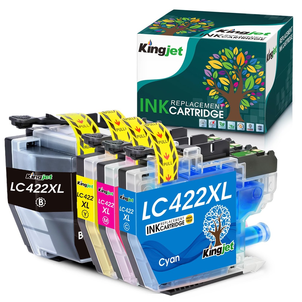 KINGJET LC422XL Ink Cartridges for Brother LC422XL LC422 LC-422XLVAL Ink Cartridges