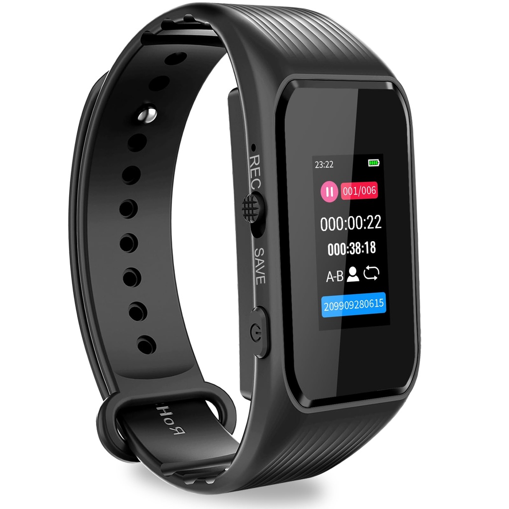 Volorful 64GB Voice Recorder Bracelet Password Protection, One-Touch Recording