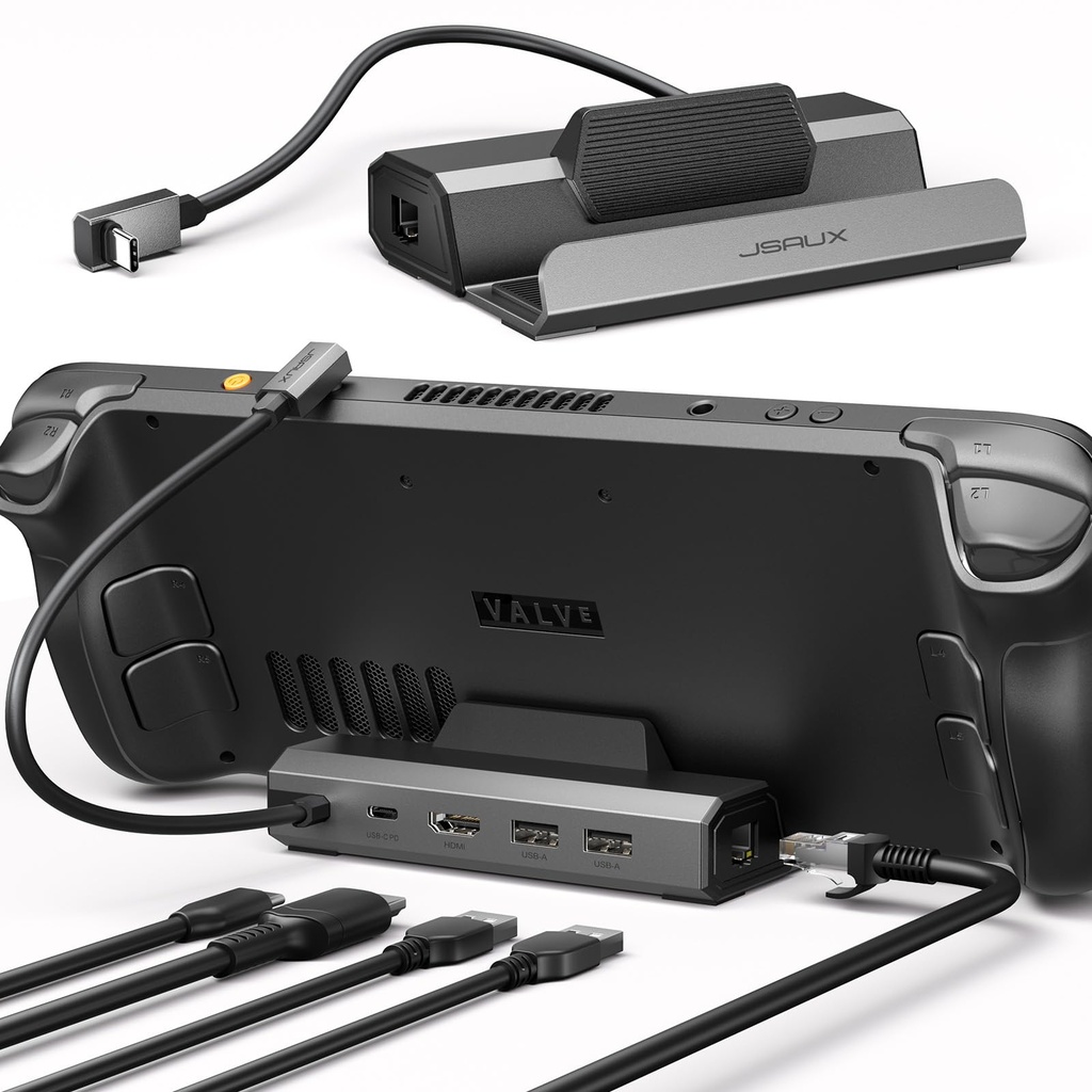 JSAUX Steam Deck Dock 4K@120Hz, 5-in-1 Docking Station for Steam Deck/OLED/ASUS ROG Ally X/