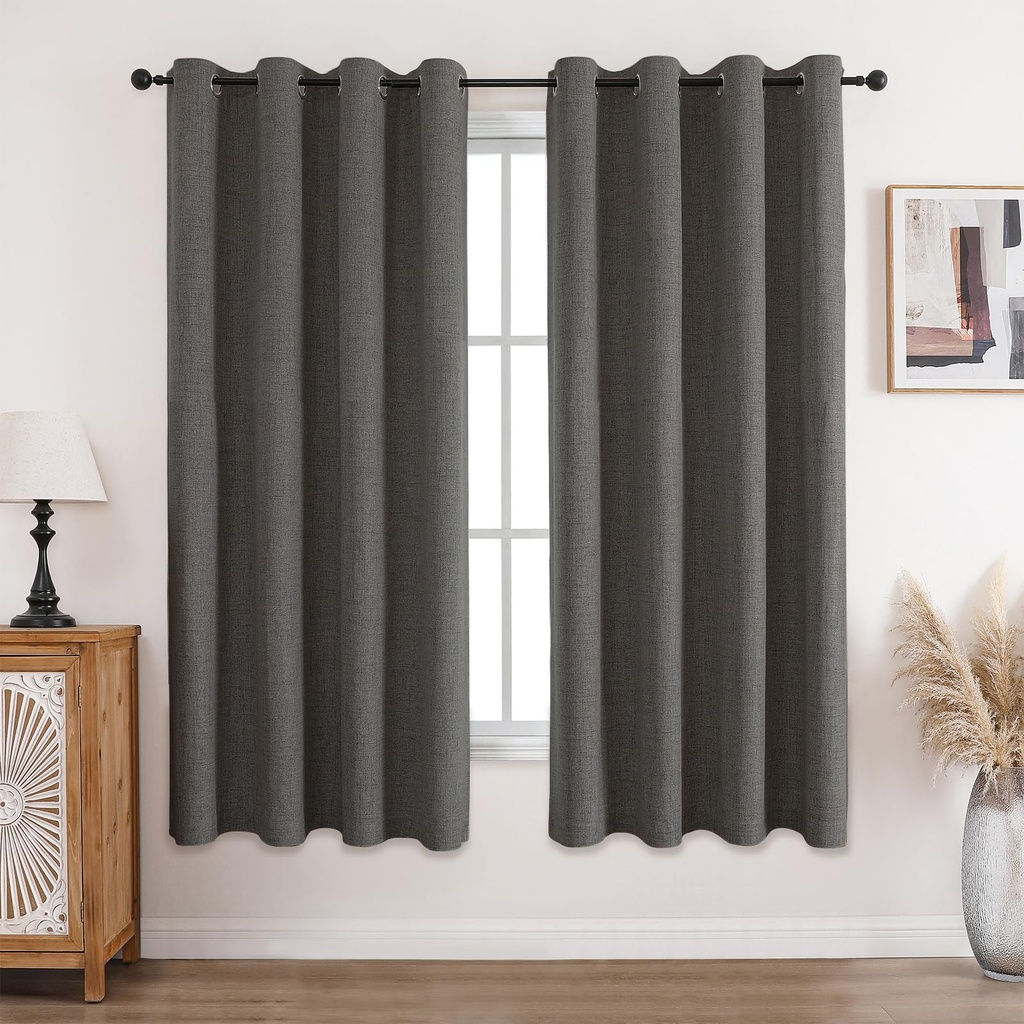 CUCRAF 100% Blackout Curtains Grey 72 Inch Drop 2 Panels Soft Texture Sun Blocking Thermal