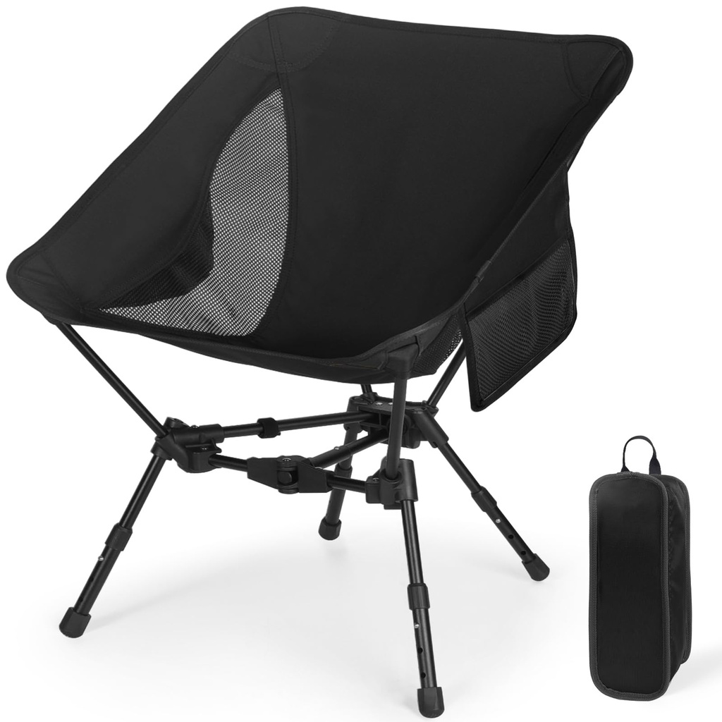 SHANNA Lightweight Folding Chair for Camping: Ultra Light Height Adjustable Camp Chair Outd