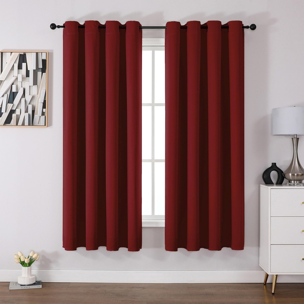 CUCRAF Blackout Curtains for Bedroom Red 69 Inch Drop 2 Panels, Thermal for Living Room, Ey