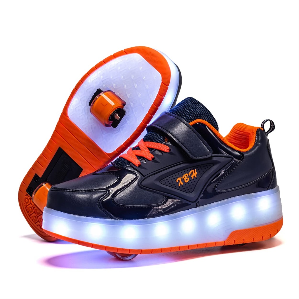 Boys and Girls LED Roller Skates Shoes with Double Wheels Trainers Technical Retractable Ska