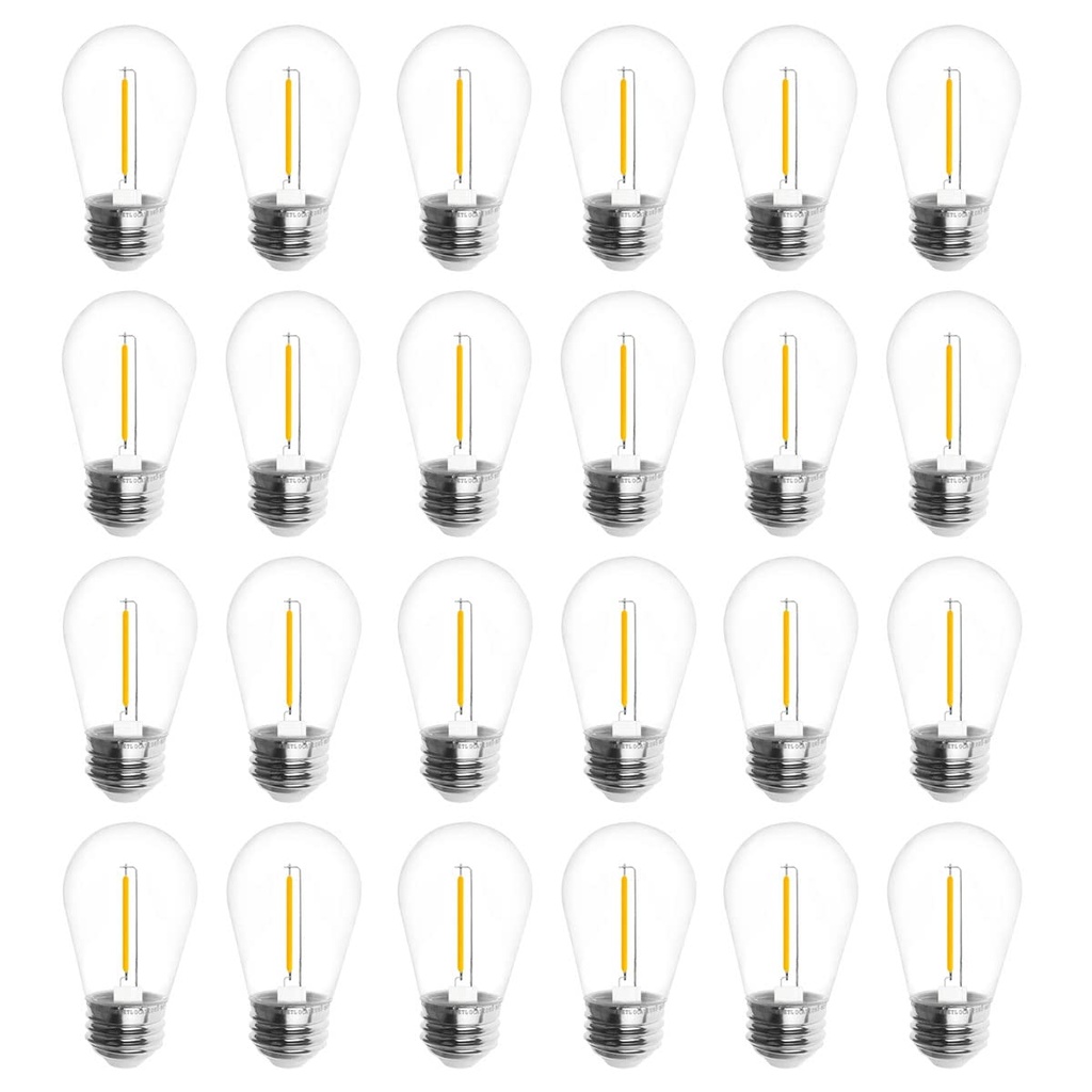 Jslinter S14 Garden LED String Lights Bulb, 1W Waterproof Outdoor Bulbs, Warm White 2200K D