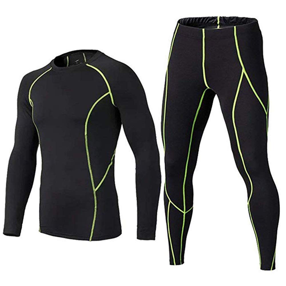 BUYKUD Kids' Boys Long Sleeve Base Layer Compression Underwear Athletic Shirt & Tights