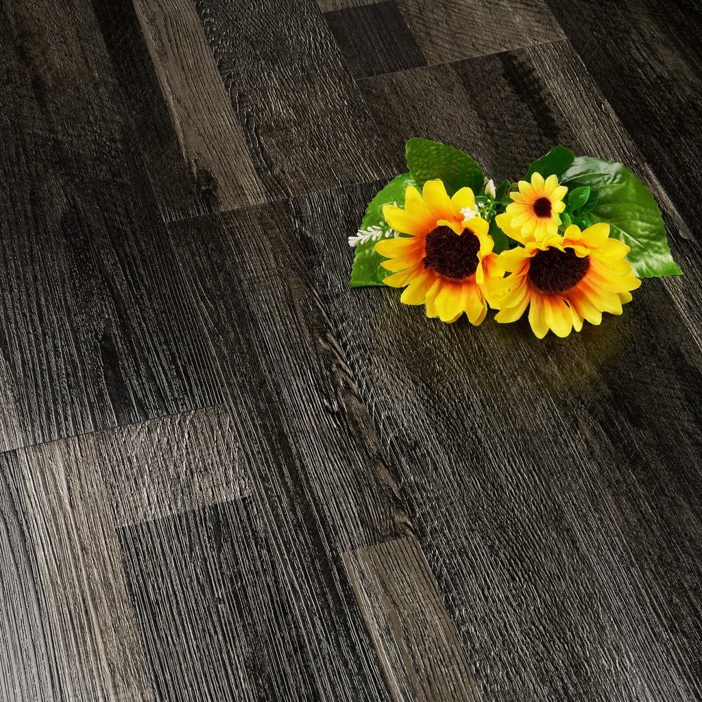 FunStick Black Vinyl Flooring Wood Effect Stick on Tile Kitchen Tiles Self Adhesive Floor 