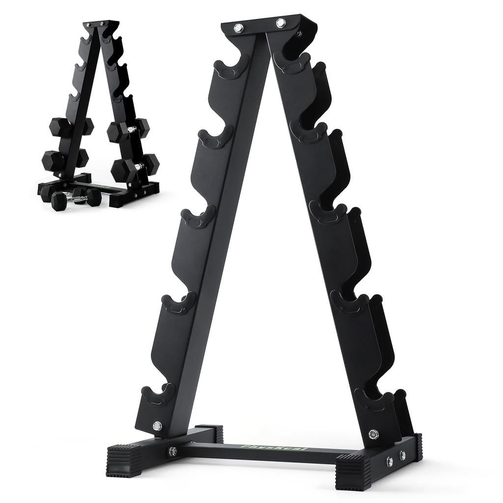PhysKcal Dumbbell Rack Heavy Duty Steel 350kg Load Bearing, 5-Tier Weights Storage