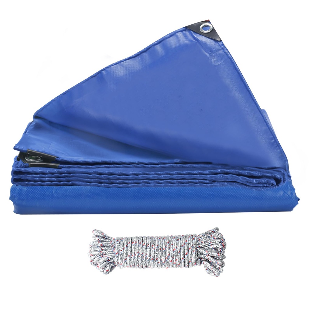 KJLEEN 2x3m Blue Tarpaulin Waterproof Heavy Duty Tarpaulin, 440GSM PVC Blue Reinforced Tarp