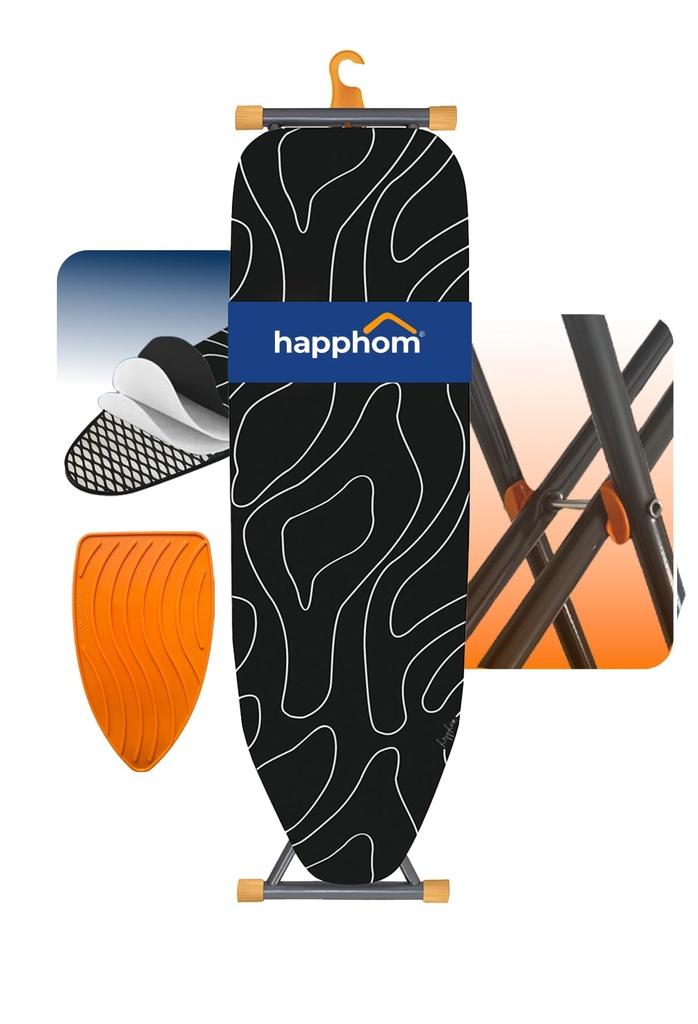 Happhom Ironing Board, Compact and Space Saver Patented Ironing Board, Extra Thick