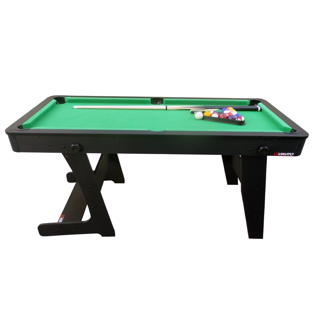 VIAVITO PT100X Folding Pool Billiards Table with Accessories, Space Saving Steady Portable
