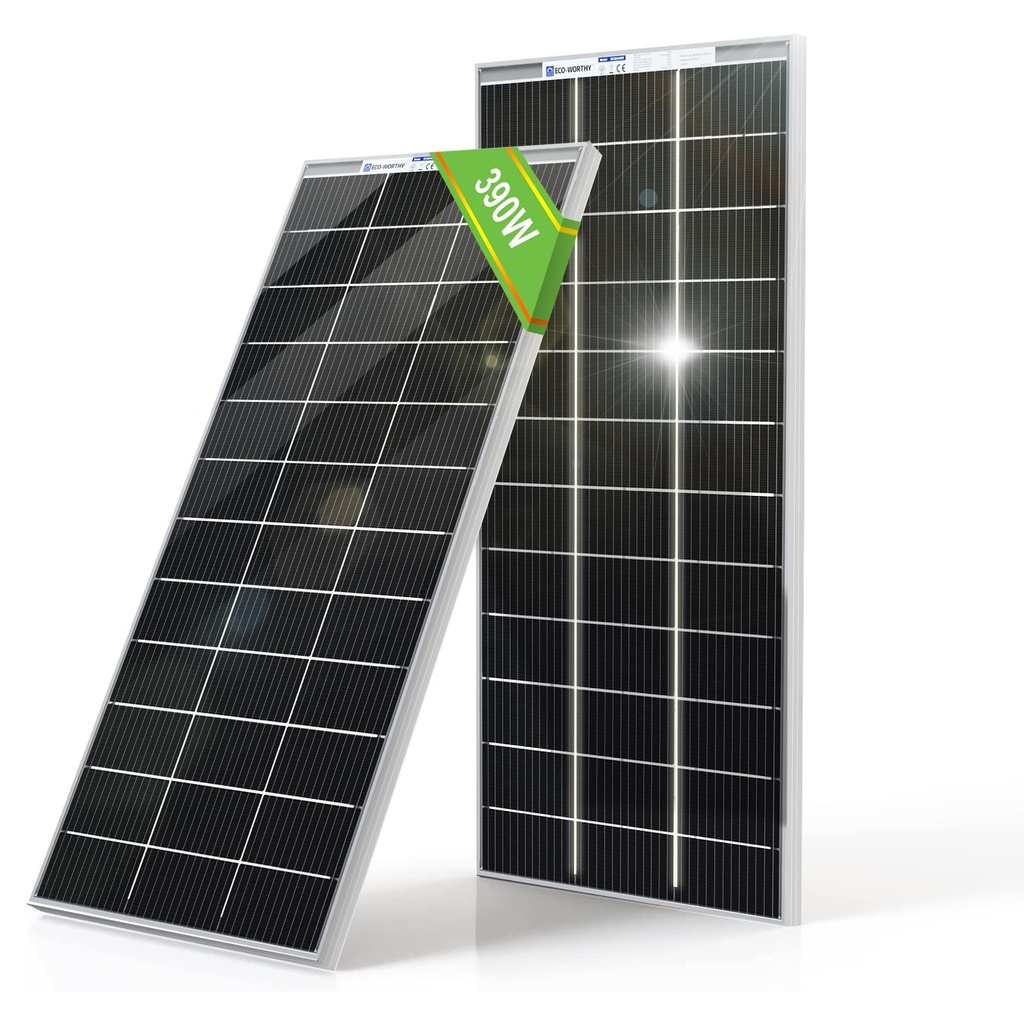 ECO-WORTHY 400W Bifacial Solar Panel 2pcs 195 Watt 12 Volt Monocrystalline Solar Panel