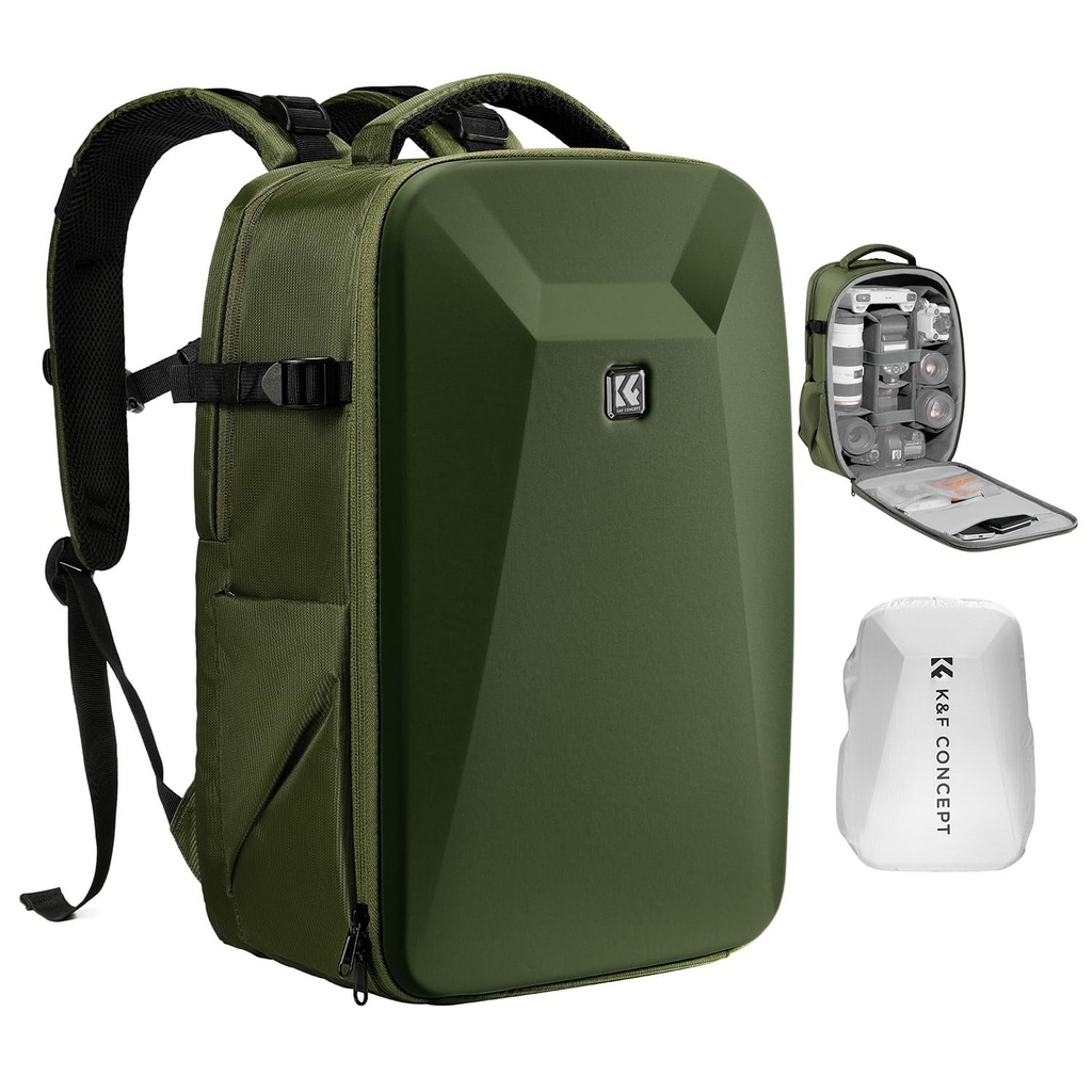 K&F CONCEPT Camera Backpack,Hardshell DSLR Photography Camera Bag with 15-15.6 Inch Laptop