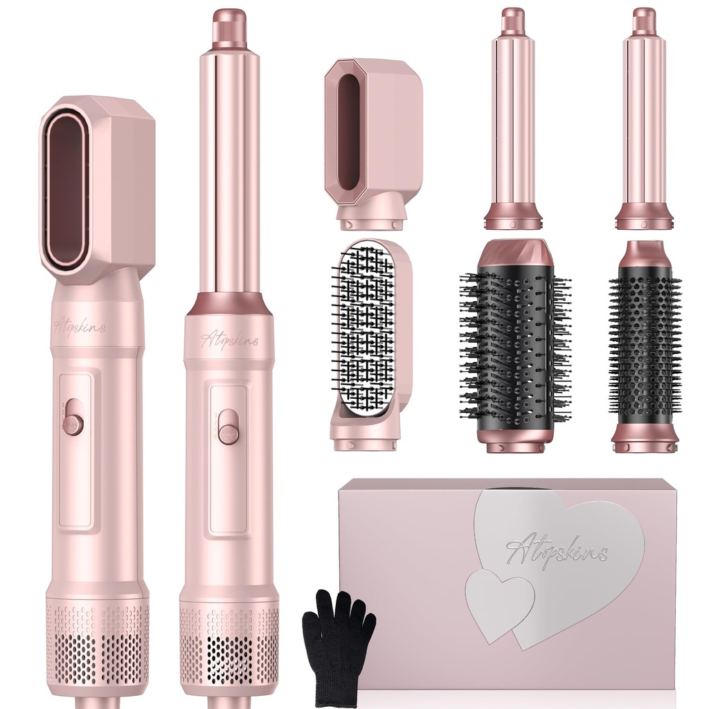 6 in 1 Hair Styler Pro,Atopskins Hair Dryer Brush with Airflow Curler, Blow Dry Hair Brush
