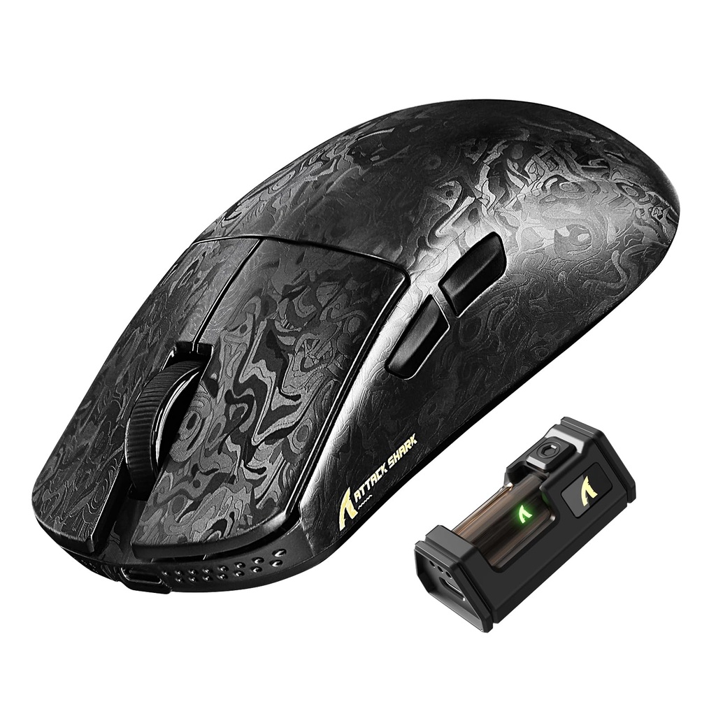 ATTACK SHARK R11 ULTRA Carbon Fiber 8000Hz Wireless Gaming Mouse, 49g SUPERLIGHT, 42000 DPI,