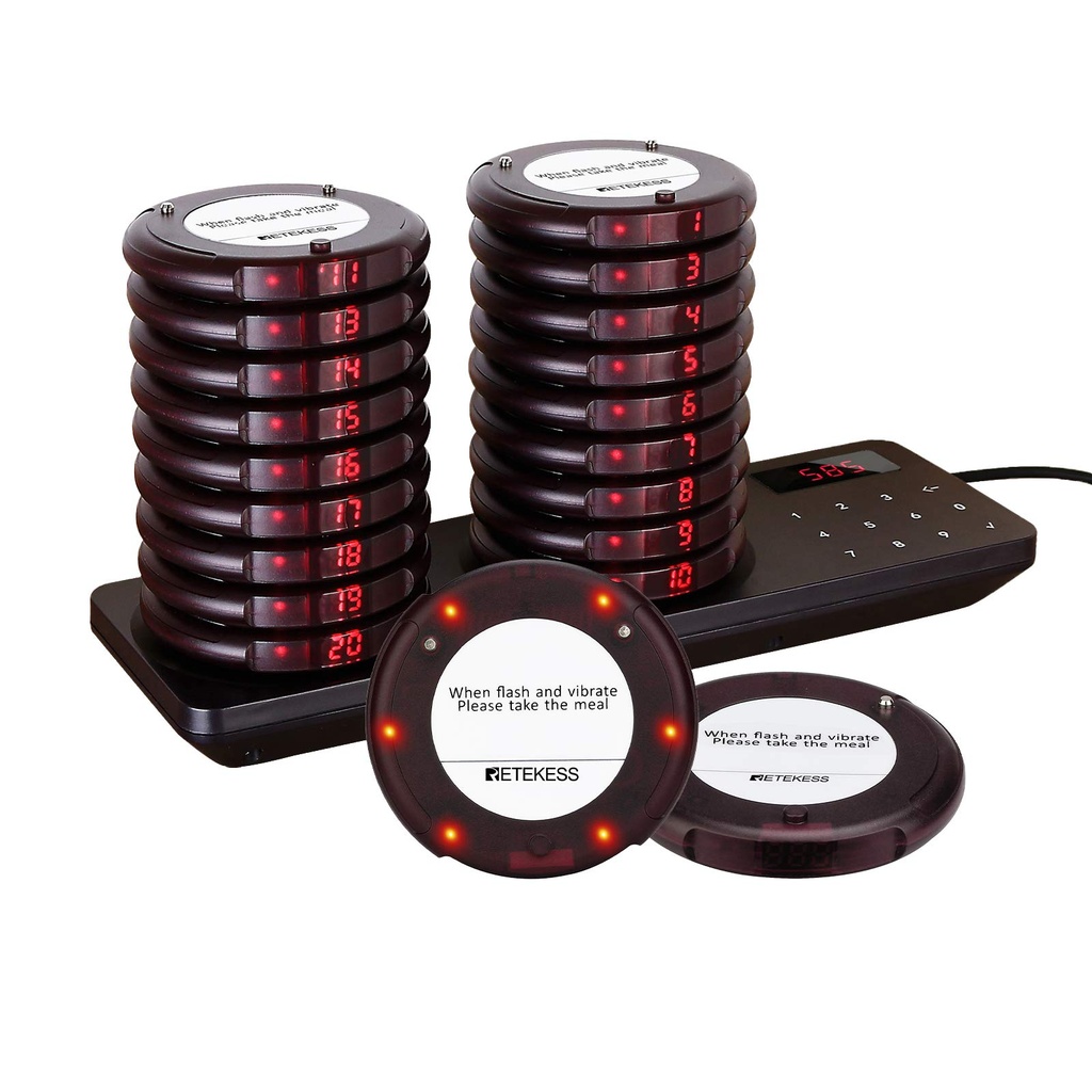 Retekess TD163 Restaurant Pager System, 500M Pagers and Beepers, 20 Coaster Pagers, 31 Call