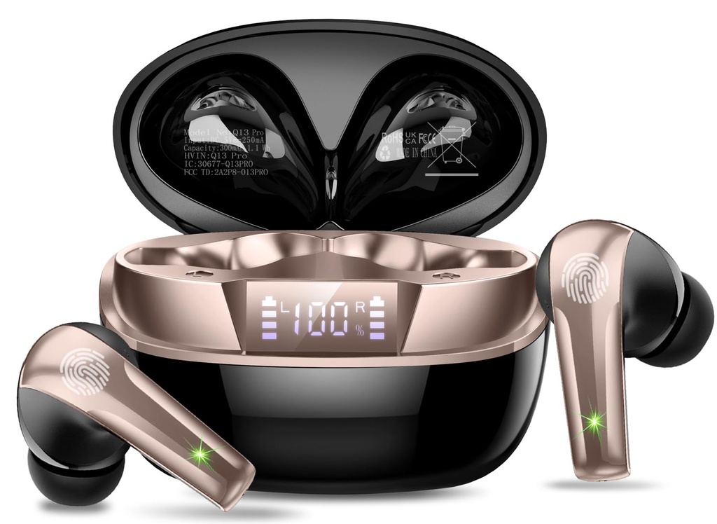 AOSRAU Wireless Earbuds, Bluetooth 5.4 Earphones with 4 ENC Noise Cancelling Mic, 47H 