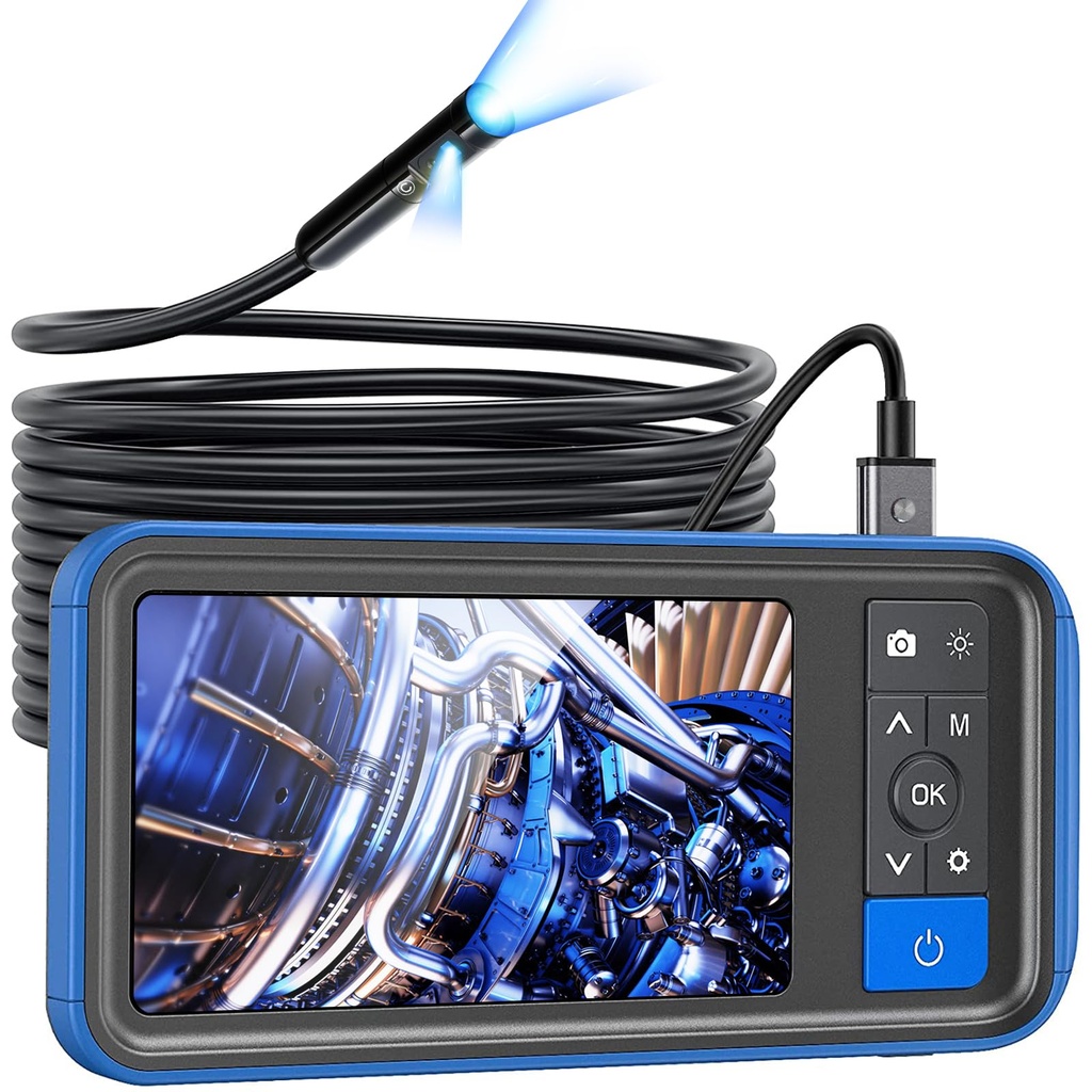 Teslong Dual Lens Endoscope Inspection Camera, 4.5 Inch Screen Borescope with Lights,16.5FT
