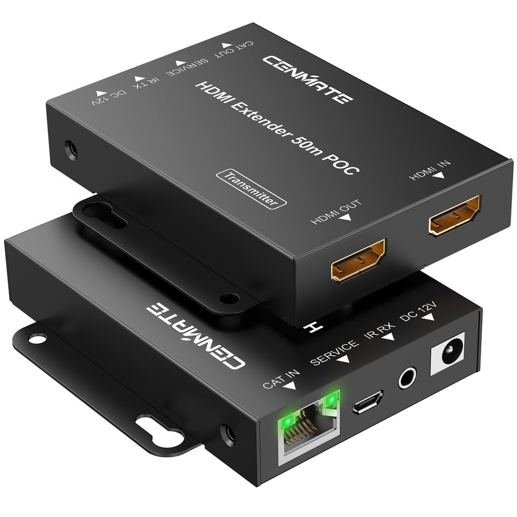 CENMATE 4K@60Hz 4:4:4 HDMI Extender Over Single Cat5e/Cat6/Cat 7, Up to 230Ft (1080P), 164FT