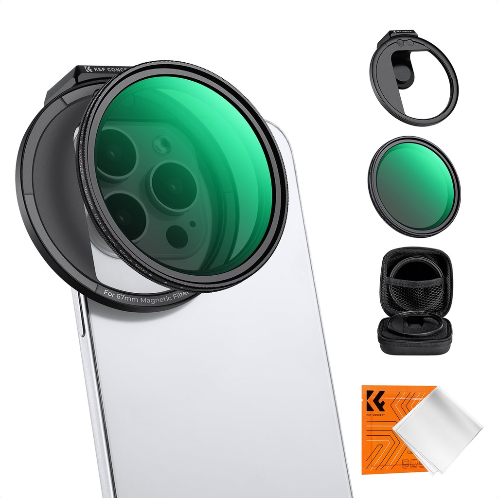 K&F CONCEPT 67mm Magnetic Variable ND2-32 Filter (1-5 Stop) Set for Phone Lens Camera