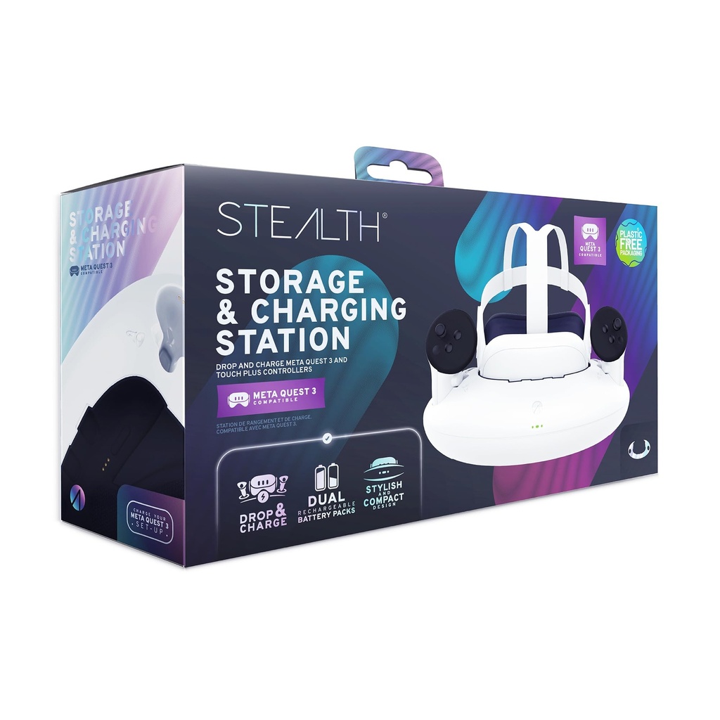 STEALTH Storage & Charging Station Compatible with Meta Quest 3, with Dual Drop & Charge