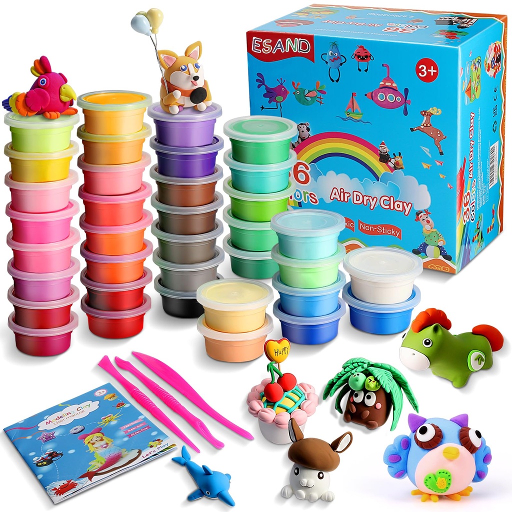 iFergoo ESAND Air Dry Clay - 36 Colors Modeling Clay Best Gift for Kids, Ultra Light Magic M
