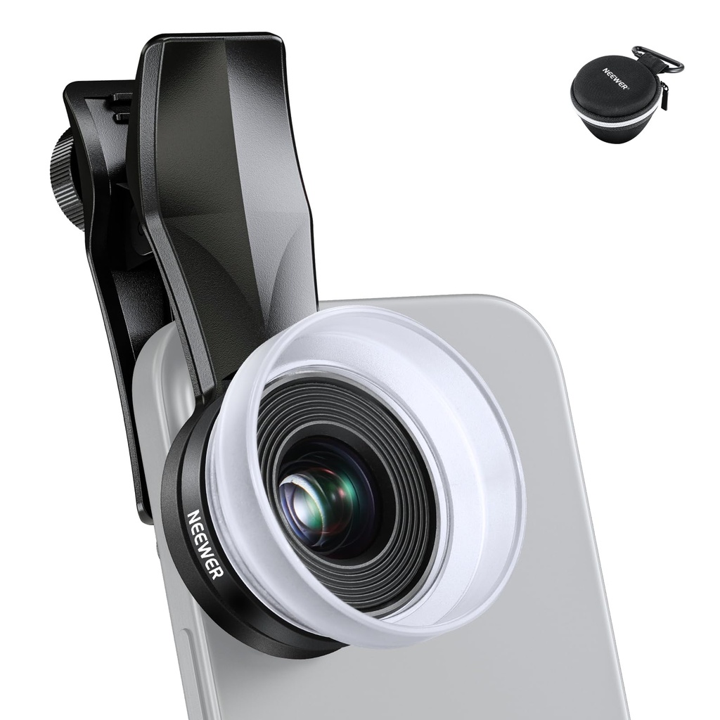 NEEWER 10X Macro Lens with 17mm Thread Clip and Detachable Diffuser Hood