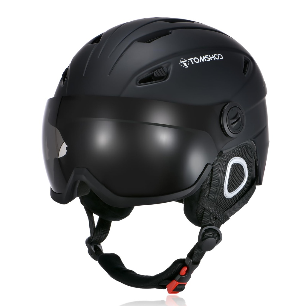 TOMSHOO Ski Helmet with Removable Goggles Inner Lining and Ear Pads 