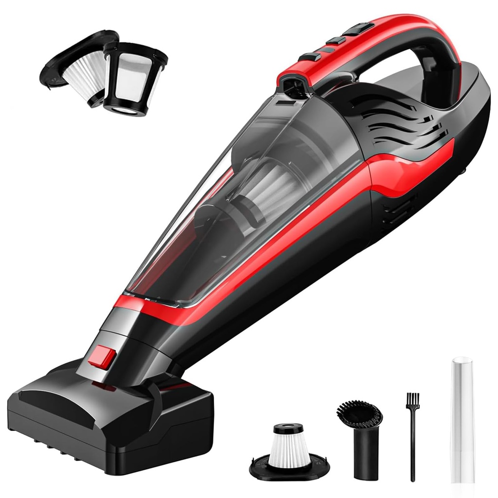 Powools Pet Hair Handheld Vacuum, Car Vacuum Cleaner Cordless Rechargeable, Hand Vacuum with accessories