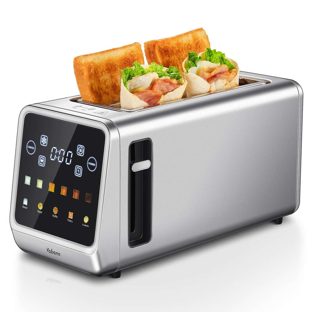 4 Slice Toaster, 1450W Digital Smart Toaster with Extra Long Slots & Large LCD Display,