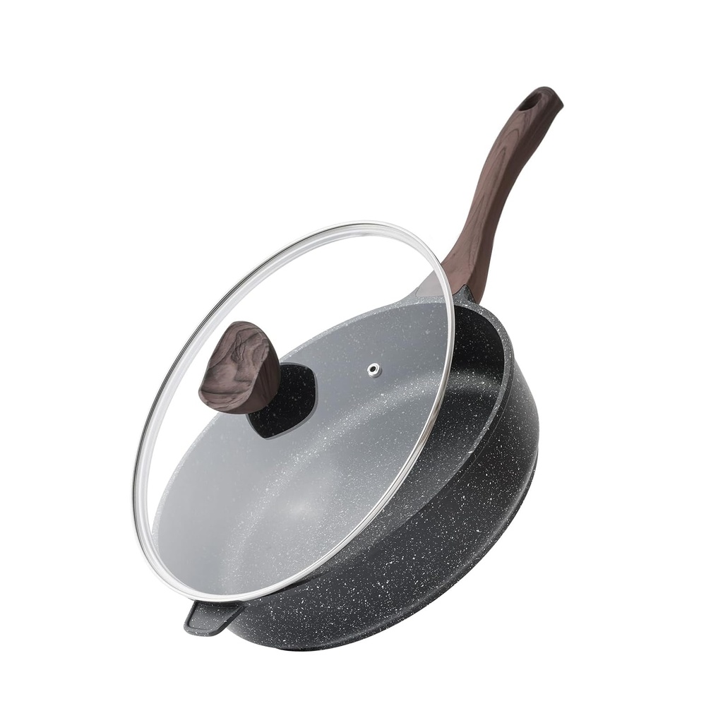 Kordisen Nonstick Ceramic Deep Frying Pan, 30 cm Non Toxic Large Skillet with Lid,