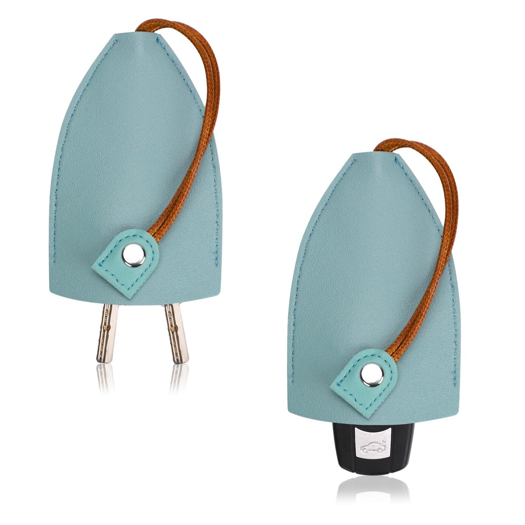 NQEUEPN 2pcs Car Key Case, Pull Out Car Key Holder Sleeve Cute Keychain Bag PU Leather Port