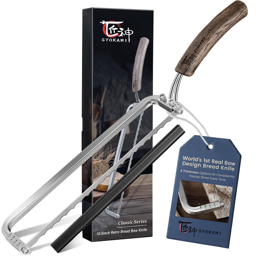 SYOKAMI 2025 Upgrade Bread Knife for Homemade Bread, World's 1st Real Bow-Design Sourdough Bread knife