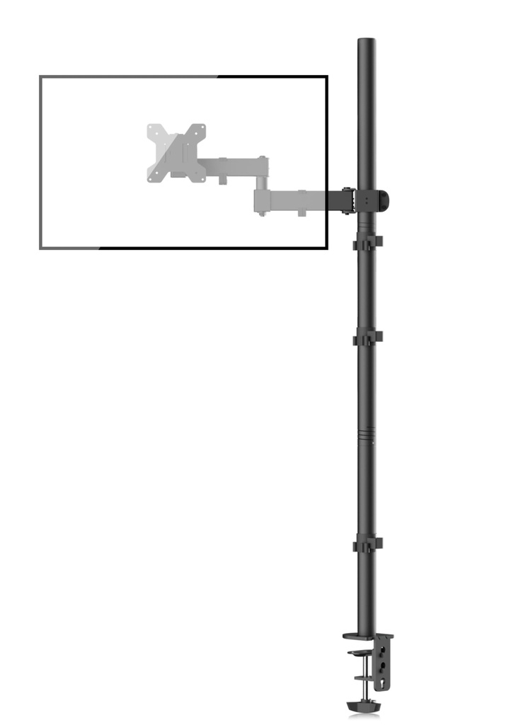 Bracwiser Monitor Mount 47" Pole Single Fully Adjustable Arm Fits One Screen 13-32 inch 22lb