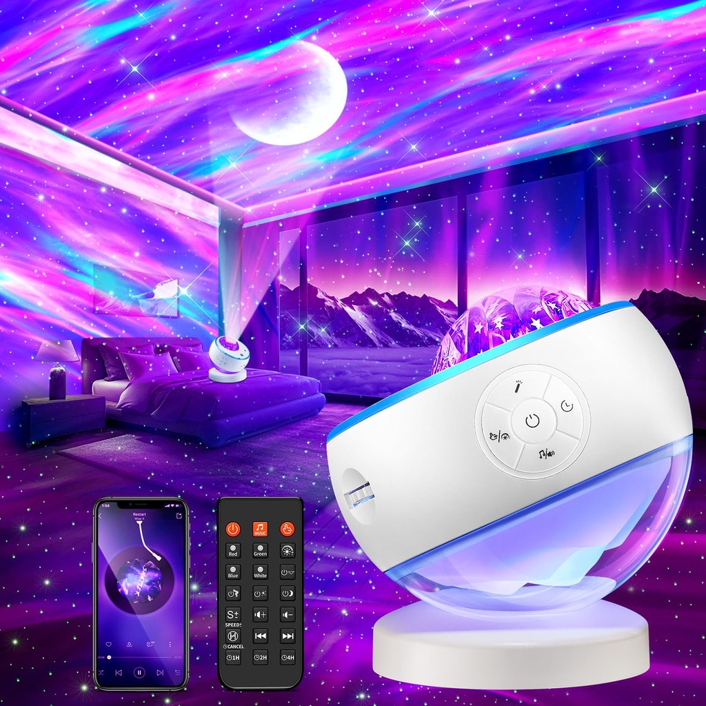 One Fire 16 Ã¢Â€Â‹Colour & 5 Star Galaxy Projector, 15 White Noise Machine, Bluetooth Night